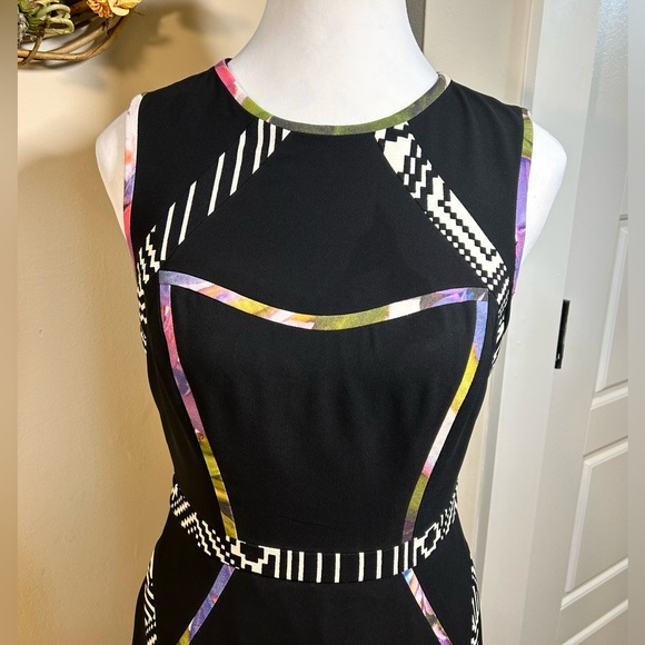 NICOLE MILER Atelier Silk Pleated Front Hem Blend Sleeveless Sheath Dress Size 4 - Picture 3 of 12